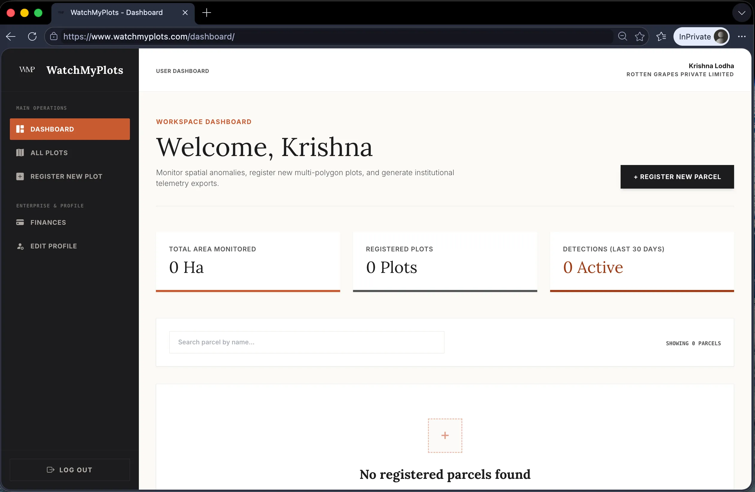 WatchMyPlots Dashboard