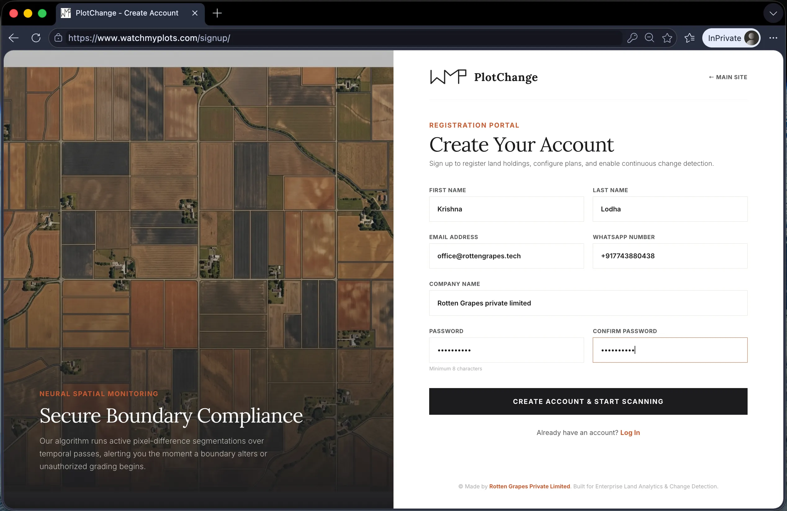 Sign Up Page